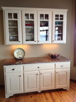Thumb misc  traditional style  painted  raised panel  glass grid doors  arched toekick  feet  buffet  hutch  standard overlay